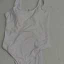 Tempt Me Women High Cut One Piece Swimsuit Low Back Scoop Neck Retro 80s Bathing Suit (Large, White)