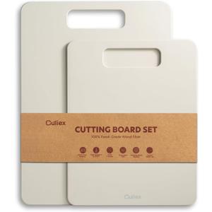 Wood Fiber Cutting Board Set of 2, Composite Cutting Board for Kitchen, Dishwasher Safe, Non-Toxic, BPA Free, Non-Slip, High Density Chopping Board for Meat Vegetables Fruits (White)