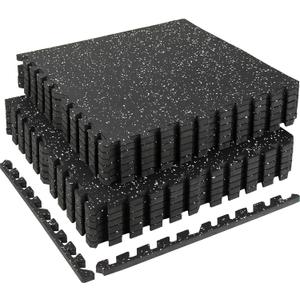 0.56in Thick 48 Sq Ft Exercise Equipment Mats, 12 Tiles Rubber Top EVA Foam Workout Mats, Interlocking Gym Flooring for Home Gym, 24 x 24in, Black & White