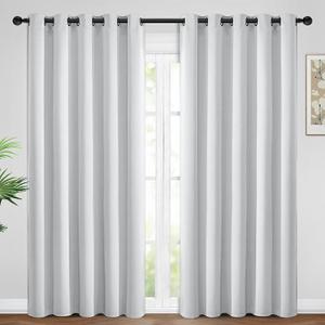 Blackout Curtains Room Darkening Thermal Insulated Window Panels, Solid Grommet Top Drapes for Bedroom/ Living Room(62Wx84L, White, 2 Panels)