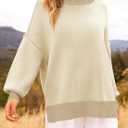 ZESICA Women's Fall 2025 Oversized Sweaters Long Sleeve Color Block Mock Neck Side Slit Comfy Loose Knitted Pullover Tops (Beige, S)