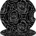 Car Cup Holder Coasters - Black Rose Absorbent Ceramic Coaster 2 Pack, Anti Slip Car Coasters for Cup Holders, Fashion Car Interior Accessories Drink Coaster for Women & Men