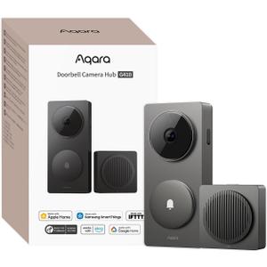 Aqara Smart Doorbell Camera G410 with Chime, 2K, HomeKit Secure Video, 2-Way Audio, Built-in Matter Hub, Wireless/Wired, Supports Apple Home, Alexa, Google, Home Assistant, 2.4G/5GHz Wi-Fi, Gray