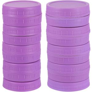 uxcell 18 Pcs Mason Jar Lids, Purple Plastic with Silicone Rings, Food Storage Caps for Mason Canning Ball Jar, 9 Regular Mouth & 9 Wide Mouth