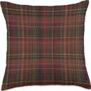 Scottish Red Plaid Tartan Pattern Cozy Cottage Boho Throw Pillow (18x18)