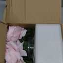 Hollyone Pink Roses Peonies Artificial Flowers with Glass Vase Silk David Austin Roses Faux Flowers Arrangements with Clear Faux Water in Vase Fake Peonies Rose Peony Floral Bulk Bouquet Home Decor