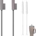Replacement Straws Compatible With Brmate Era 40 oz Tumbler, Include 2pcs Tumbler Straw Cover Cap and 2pcs Reusable Straw with 2 Cleaning BrushBrown