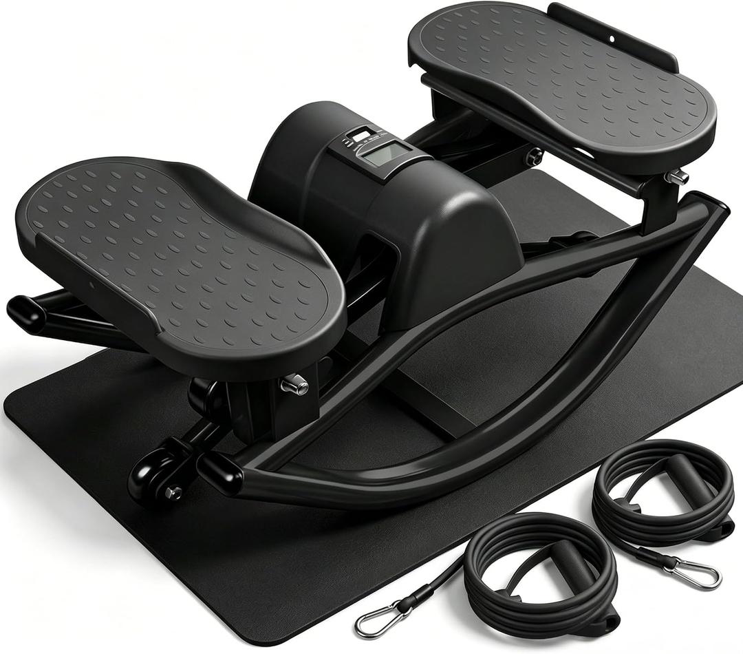 Rock Stepper Side to Side, Rocking Stepper with Lateral Motion, Compact Side Stepper for Home & Apartment, Low Impact Workout Machine (Black)