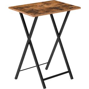 HOOBRO Folding TV Table, TV Tray, Stable Snack Table for Small Space, Portable Sofaside Desk, Easy Assembly and Storage, Ideal for Snacks and Meals in Living Room, Rustic Brown and Black BF15BZ01