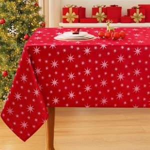 Smiry Rectangle Jacquard Tablecloth, Fabric Table Cover, 60x84 Inch, Red