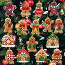 16 PCS Gingerbread Man Ornaments for Christmas Tree, Gingerbreads House Ornament, Christmas Tree Hanging Party Decor for Xmas Home Kitchen Holiday Decor