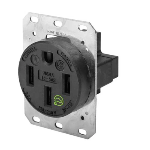 Hubbell HBL9450A Straight Blade Device Receptacle, RTP, Industrial Grade, 3-Pole 4-Wire Grounding, 50A 125/250V, 14-50R