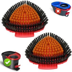 2 x 2 Pack Upgraded Spin Mop Replace Scrub Brush Compatible with O Cedar EasyWring 1 Tank, Great for Kitchen, Deck, Bathroom and Shower Floor Scrubber Head