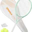 Tennis Racket - Super Value Set with Pre-Strung, Comfortable Handle, 27'' Tennis Racquet for Adults, Includes 3 Tennis Balls, 2 Overgrips and 1 Tennis Bag