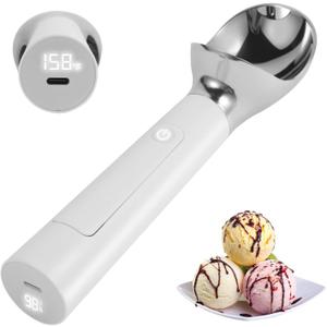 Heated Ice Cream Scoop Rechargeable, 158Electric Ice Cream Scooper, IP67 Waterproof Icecream Scoop with LED Display for Hard Ice Cream, Gelato & Party Desserts