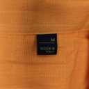 Mens Linen Shirts Short Sleeve Button Down Shirt Casual Cuban Guayabera Lightweight Summer Beach Solid Tops Bright Orange, Size M