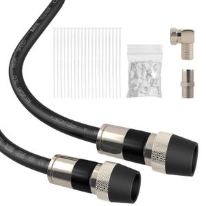 Coaxial Cable 50FT, RG6 Coax Cord for TV with Weatherproof Boot - Ideal Outdoor TV Cable Wire and Antenna Extension, Tri-Shield UV Fire Resistant Wall Rated Black RG6 (Waterproof)