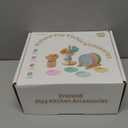 GAGAKU Kids Wooden Play Dishes Set -27Pcs Montessori Play Kitchen Accessories Plates and Bowls Set, Storage Stand & Play Food, Pretend Cooking Toys for Ages 3-5, Educational Gift for Toddler (Macaron Colors With Stands)