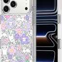 MOSNOVO for iPhone 17 Case, Shockproof Military-Grade Protection 6.6ft Drop Tested, Camera Control, Clear Phone Case for iPhone 17, Cat in Bloom Design