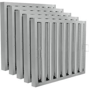 Stainless Steel Commercial Kitchen Hood Filter, Range Hood Baffle Grease Filter for Restaurant Exhaust Hoods, UL/NSF Listed, 24.5W x 19.5H Inch 7 Grooves Hood Filters5 Pack