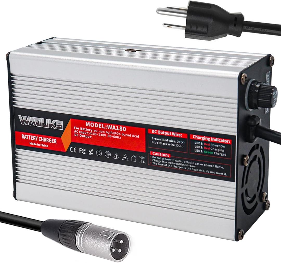 29.4V 5A Charger DC 29.4Volt 5Amp Li-ion Battery Charger Output XLR Connector Use for 7S 24V Lithium Battery Pack with Cooling Fan