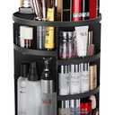 Syntus 360 Rotating Makeup Organizer, Adjustable Bathroom Makeup Spinning Storage Holder, Large Capacity Carousel Cosmetics Display Cases for Vanity, Skincare, Countertop Organization, Black