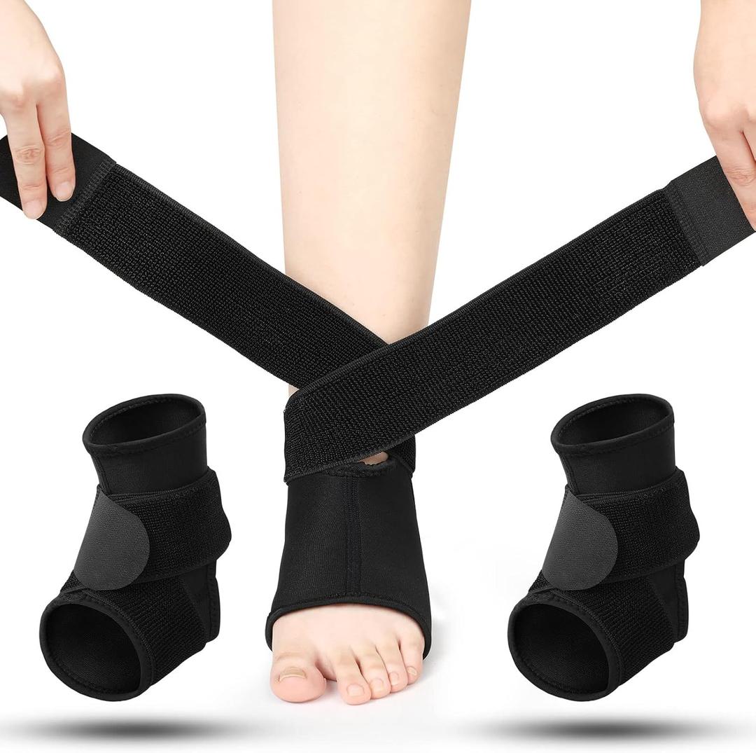 Honoson 2 Pcs Ankle Brace Kids Breathable Neoprene Ankle Support Compression Sleeve Comfortable Achilles Tendonitis Relief Elastic Foot Brace with Adjustable Wrap for Sprained Plantar Fasciitis