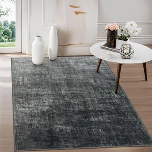 Lahome 3x5 Black Rugs for Entryway, Boho Kitchen Rugs Non Slip Washable, Modern Abstract Ombre Small Soft Low-Pile Indoor Floor Carpet for Bathroom Bedroom(3'x5', Black and White)