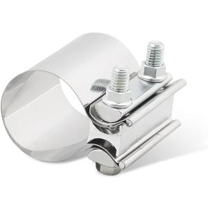 Exhaust Clamp, Exhaust Pipe Clamp, 2.25'' Butt Joint Stainless Steel Clamp Band, Universal Car Accessories Widening Clamp Butt Joint Exhaust Clamp Replacement for Exhaust Pipe (2.25 inch)