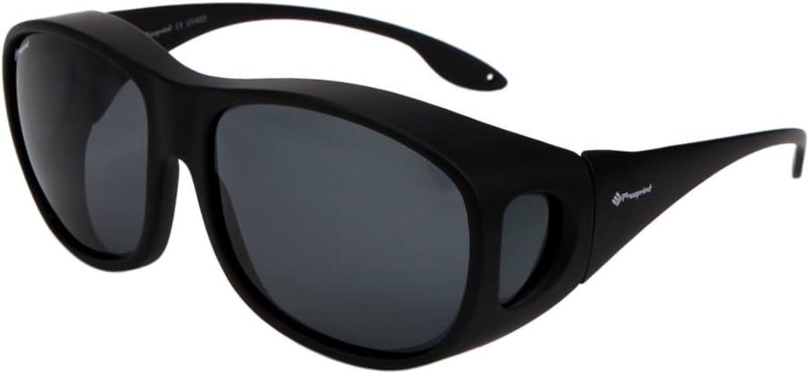 Polarized Solar Shield Fit Over Glasses Driving Sunglasses for Men and Women (Black)
