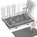 Baby Bottle Drying Rack Organizer Stainless Steel Large Countertop Glass Water Bottle Dryer Holder with Diatomite Stone Quick Dry Easy Clean and Brush Holder