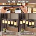 5-Light Kitchen Island Lighting & Farmhouse Dining Room Light Fixtures Over Table, Adjustable Rustic Ceiling Hanging Pendant 36in Linear Chandelier - Rotating Design, Customizable Shapes, Milk Glass