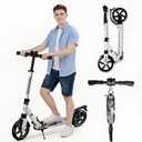 FREEDARE Kick Scooter for Kids & Adults Ages 8+, Foldable Teen Scooter with 2 Big 8-inch Wheels and 4-Level Adjustable Handlebar, Max Load 220 LBS