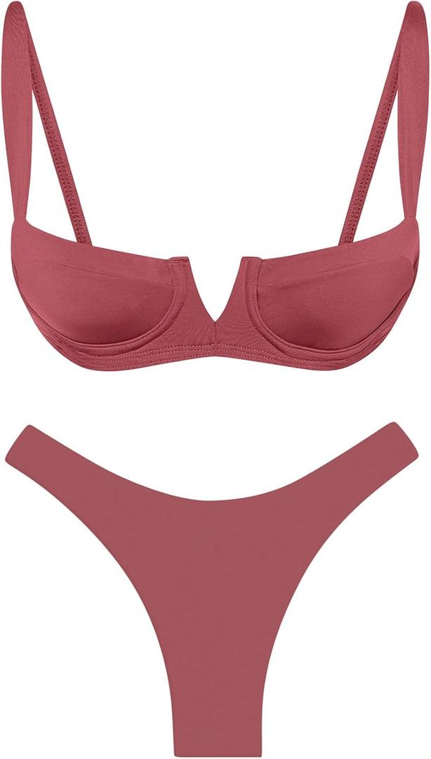 Narecte Womens Swimsuits Women, Sexy Bikini Sets for Women, Bathing Suit for Women, Triangle Bikinis for Women L Red