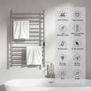 QAOYEDE Towel Warmer Rack for Bathroom with Timer/Fahrenheit Temperature Control, Stainless Steel Heated Towel Racks with Plug-in Wall Mounted 12 Bars Towel Warmer Brushed Nickel