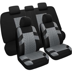 Pariitadin Car Seat Covers Full Set, Washable and Breathable Premium Cloth Automotive Vehicle Seat Cover for Car Interior, Universal Fit for Most Cars, Sedan, Truck, SUV(Black/Gray)