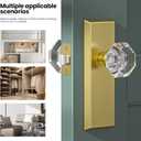 Glass Door Knobs for Interior Doors - Vintage Crystal Passage Closet & Hallway Door Knob - Diamond Cut Door Handle - Brushed Bold Finish (1 Pack)