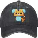 Cute Animal Alphabet A-Z Hats for Boys Girls, Adjustable Cotton Print Initial Letter Children's Baseball Cap