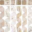 HUIHUANG Gold Wired Christmas Ribbon Gold and White Glitter Ribbon for Christmas Tree Decorations, Gift Wrapping, Wreaths, Garlands, Tree Bows, Home Decor -36 Yards Total