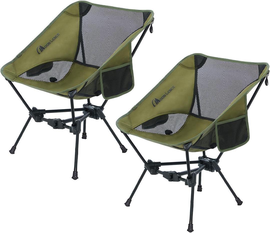 MOON LENCE Portable Camping Chair Backpacking Chair - The 4th Generation Ultralight Folding Chair - Compact, Lightweight Foldable Chairs for Hiking Mountaineering, Beach (Green-2 Pack)