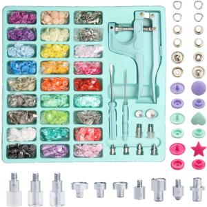 LYNDA Plastic and Metal Snap Buttons with Snaps Pliers Set,300 Sets Plastic and Metal Snap Buttons for Sewing and Crafting (Green)
