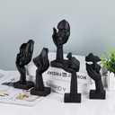 6.5" H Black Art Thinker Figurines 2 PCS, Abstract Small Statues Home Accent Decor for Shelf, Office Desk, Living Room, Knick Knacks Decorations for Shelves (2 PCS Black)