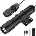 TOUGHSOUL M-Rail Picatinny Tactical Flashlight 1250 Lumens, Rechargeable Flashlight with Remote Pressure Switch LED Light with Rechargeable Batteries and Charger Included (M-Rail Mounted)