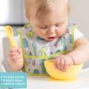 Bumkins Baby Bowl, Silicone Feeding Set with Suction for Baby and Toddler, Includes Spoon and Lid, First Feeding Set, Training Essentials for Baby Led Weaning for Babies 4 Months Up, Pineapple