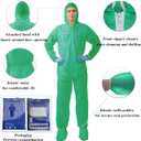 2 x Hazmat Suits,10 Colors Options Disposable Protective Coveralls, Paint Suit with Elastic Wrists Ankles and Hood (Green, XXL)
