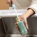 Chemimoso Silicone Bottle Cleaning Brush, 13.4in Long Handle Water Cup Bottles Cleaner for Baby Bottles, Stanley Mug, Sports Bottle, Glass Vase, with a Tiny Cup Lid Gap Cleaning Brush, z Pink