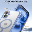 SUCGLES for iPhone 16 Plus Case with MagSafe [Ultra Strong Magnetic] [12FT Military Drop Protection] [Soft Non-Slip Grip] Translucent Matte Slim Thin Phone Cover 6.7" for Apple 16plus, Sierra Blue