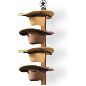 Cowboy Hat Rack, 4-Piece Western Hat Rack For Wall with Natural Wooden Board, Gift Cowboy Hat Holder for Wall Dcor Keeps Original Shape of Hat