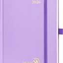 POPRUN Planner 2025-2026, (Medium 6.5'' x 8.5'' Hard Cover) Academic Calendar (July 25-June 26) Daily Weekly and Monthly Appointment Book with Hourly Time Slots, Monthly Tabs, 100 GSM - Violet