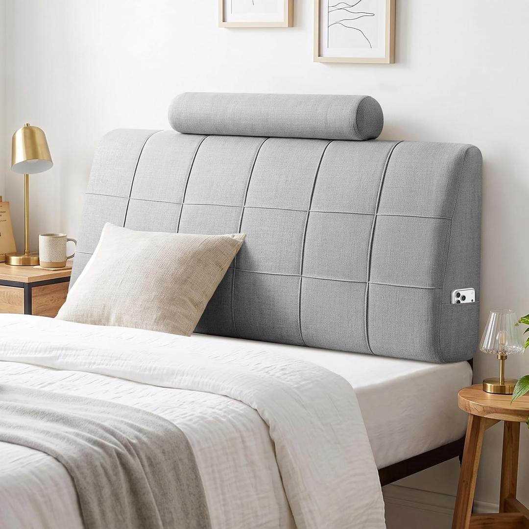 Twin Headboard with Headrest, Memory Foam Upholstered Headboard